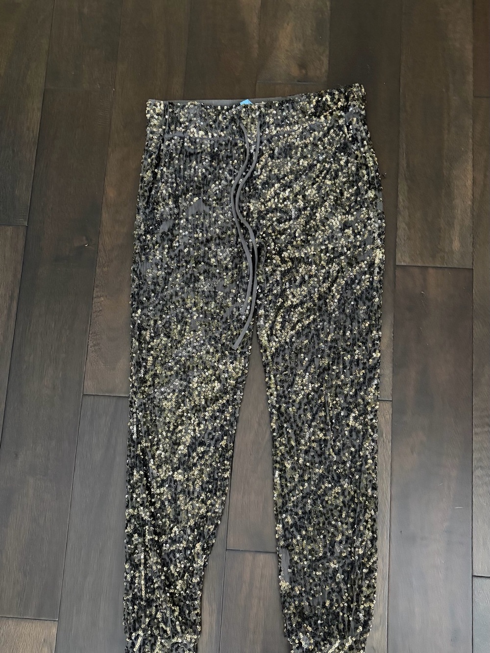 Haute Hippie Black and Gold Sequin Jogger Pants